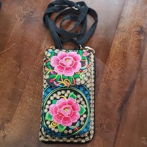 Brighton Black & Beige Leather Wallet With A Bow.